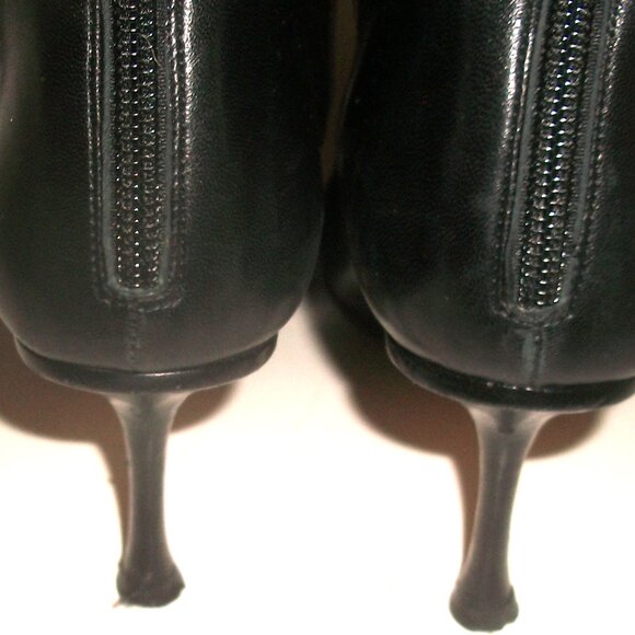 Jimmy Choo "Faith" Black Leather Rear Zip High Heel Boots w Suede Side Panel - Picture 9 of 15